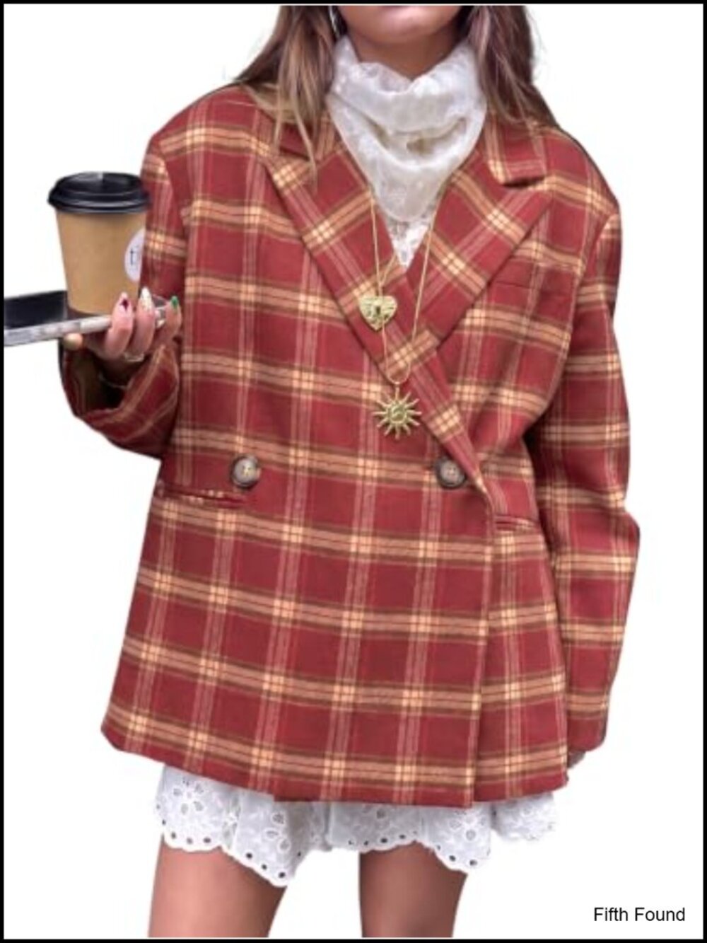 Oversized Plaid Blazer Business Casual Boyfriend Fit Jacket Lightweight